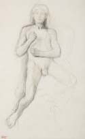 Jeune homme nu à califourchon, poings fermés ramenés sur le torse (Etude pour "Alexandre et Bucéphale"?)
