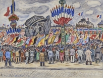 La Fête franco-Belge, 1924, place Gambetta au Havre (Défilé devant le monument aux morts du Havre)