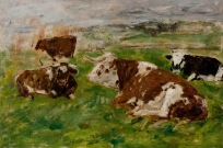Quatre Vaches dont trois couchées