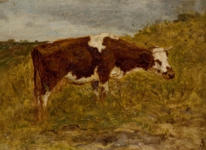 Paysage : une vache rousse