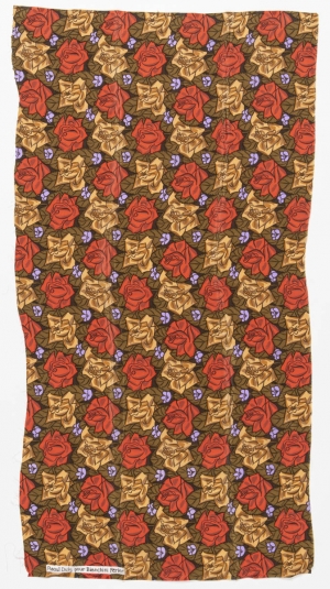 Tissus « Roses sur fond vermillon et beige » Tissus « Roses sur fond vermillon et beige »