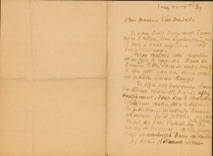Lettre de Eugène Boudin à Pieter van der Velde, 20 décembre 1889