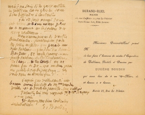 Lettre de Eugène Boudin à Pieter van der Velde, mars 1891 Lettre de Eugène Boudin à Pieter van der Velde, mars 1891