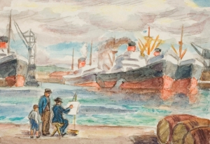 Peintre sur le port du Havre, Vue du Havre (ancien titre)