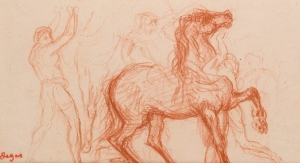 Cavalier, soldats et cheval (Etude pour "La Fille de Jephté". ), Ancien titre : Cavalier