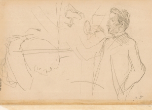 Trois études de visage et silhouette d'homme (recto), Etude d'homme à mi-corps et études de têtes (verso) Trois études de visage et silhouette d'homme (recto), Etude d'homme à mi-corps et études de têtes (verso)