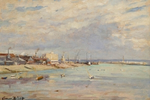 La Plage du Havre à marée basse avec l'ancien sémaphore
